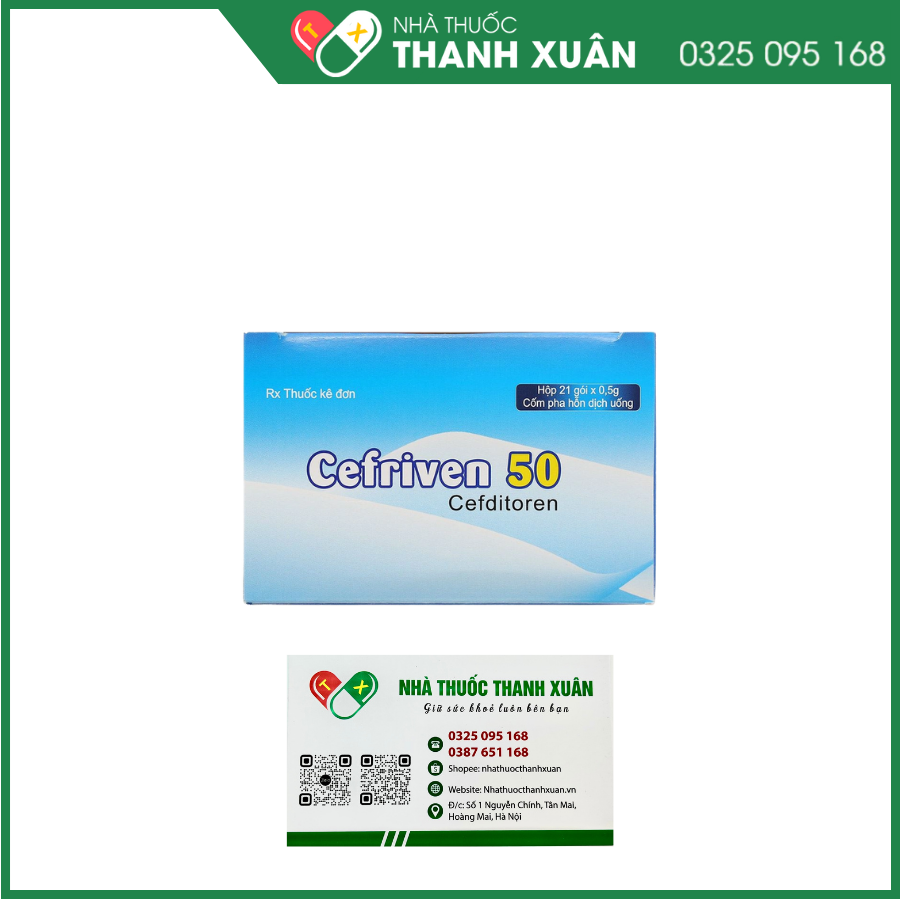 Cốm pha hỗn dịch Cefriven 50 điều trị các nhiễm khuẩn